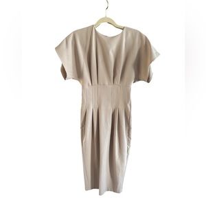 ASOS DESIGN nipped in waist midi pencil dress (Gray)